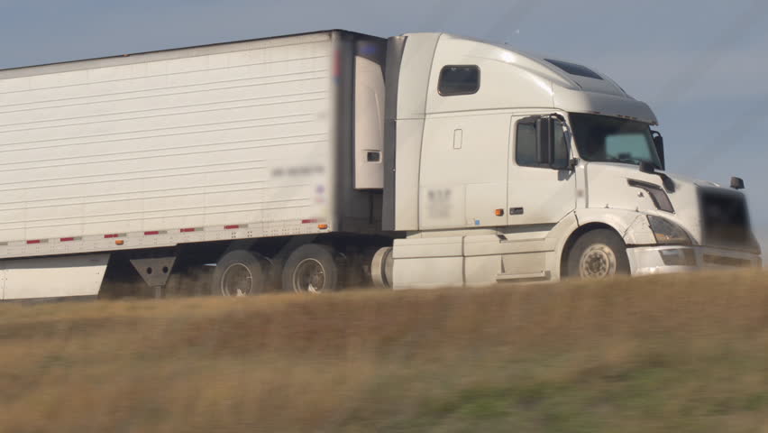 aerial close up container semi truck Stock Footage Video (100% Royalty ...