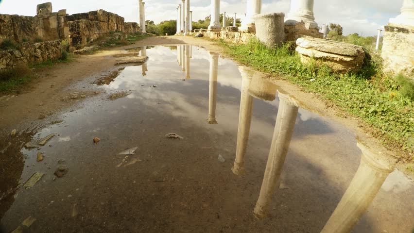 Salamis is an Ancient Greek City-State on the East Coast of Cyprus, at the Mouth of the River Pedieos, North of Modern Famagusta. Antique Ruins Near Mediterranean Sea. There Are Baths, Public