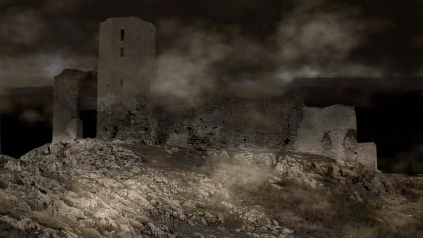Castle,thunder,lighting and mist, after effects background