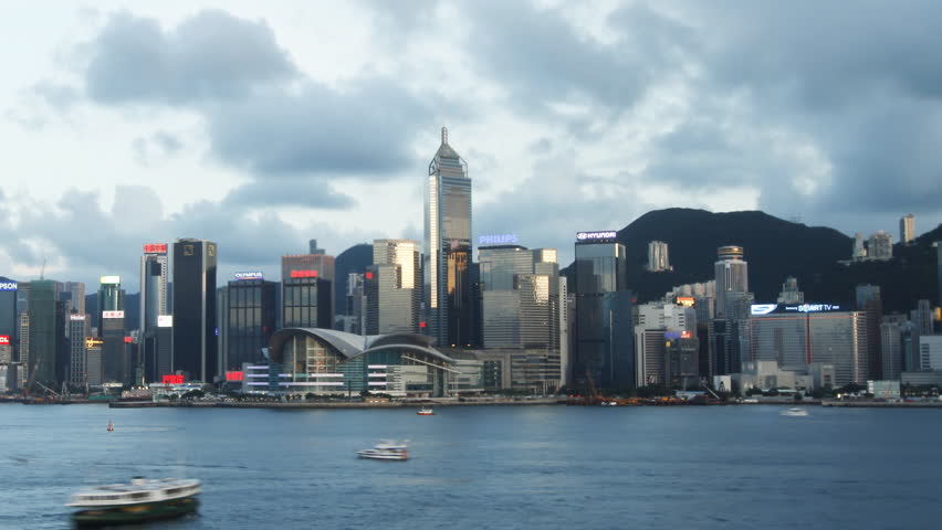 HONG KONG - JULY 8: Time lapse of Hong Kong skyline day to night on July 8, 2012