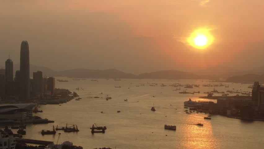 Hong Kong Victoria Harbor at Sunset - - Central District, Victoria Harbor,