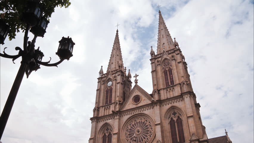 Time lapse of Cathedral in Guangzhou - Guangzhou(Canton), Guangdong Province,