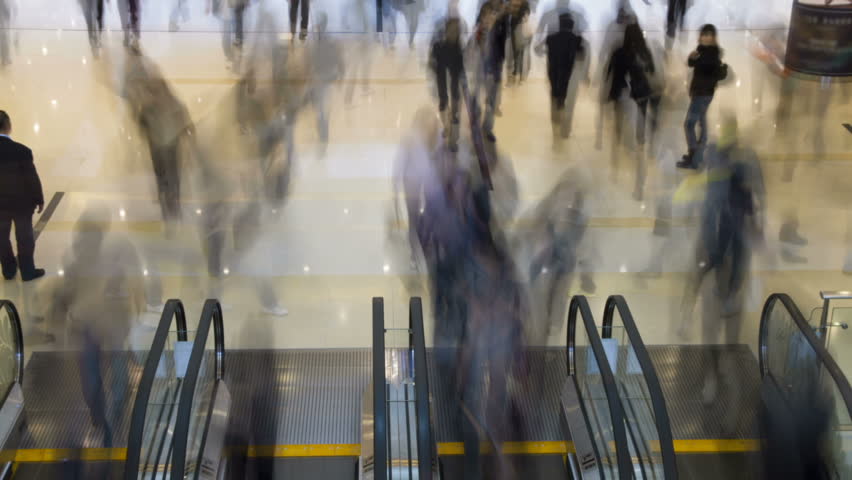 Time lapse of Escalators in shopping mall 