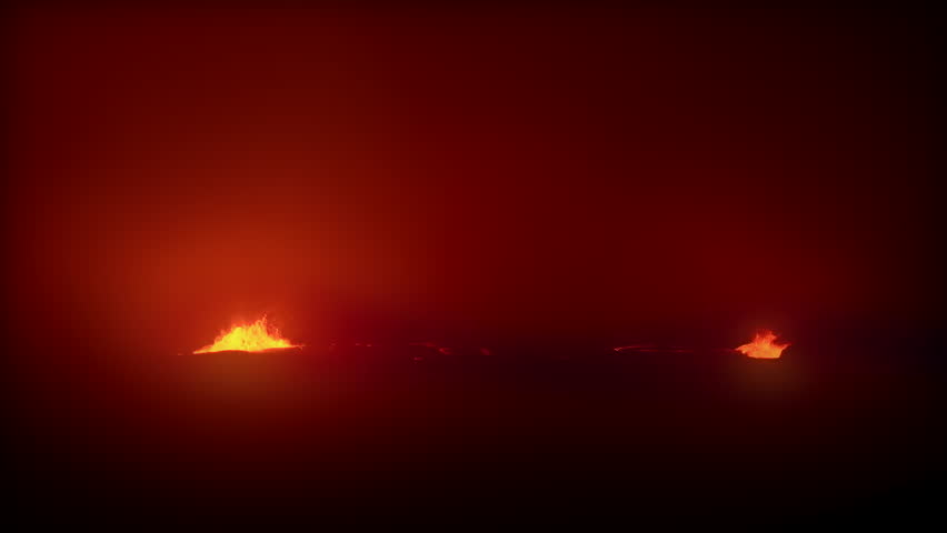 Active Kilauea volcano on Hawaii Big Island at night.