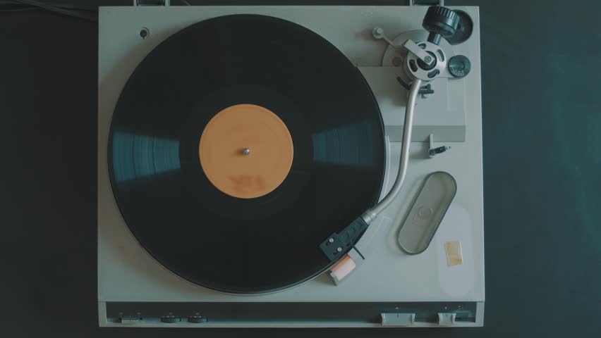 Cinemagraph Loop Vintage Vinyl Turntable Record Player From Top Royalty-Free Stock Footage #27656704