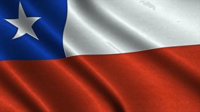 Flag of Chile waving in the wind. detailed fabric texture. Seamless loopable Animation. 4K High Definition Video. 3d illustration.