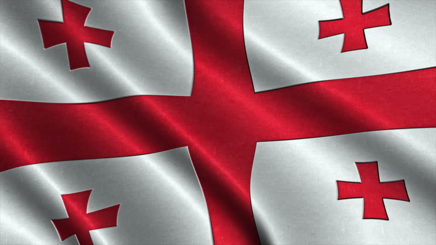 national flag of Georgia waving in the wind. detailed fabric texture. Seamless loopable Animation. 4K High Definition Video. 3d illustration.
