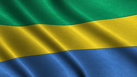 national flag of Gabon waving in the wind. detailed fabric texture. Seamless loopable Animation. 4K High Definition Video. 3d illustration.