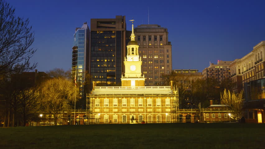 Independence Hall, completed in 1753, located in Philadelphia, Pennsylvania. National Historic Landmark of the United States, listed as a World Heritage Site.