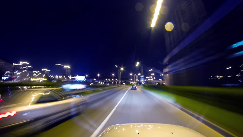 driving at night, timelapse