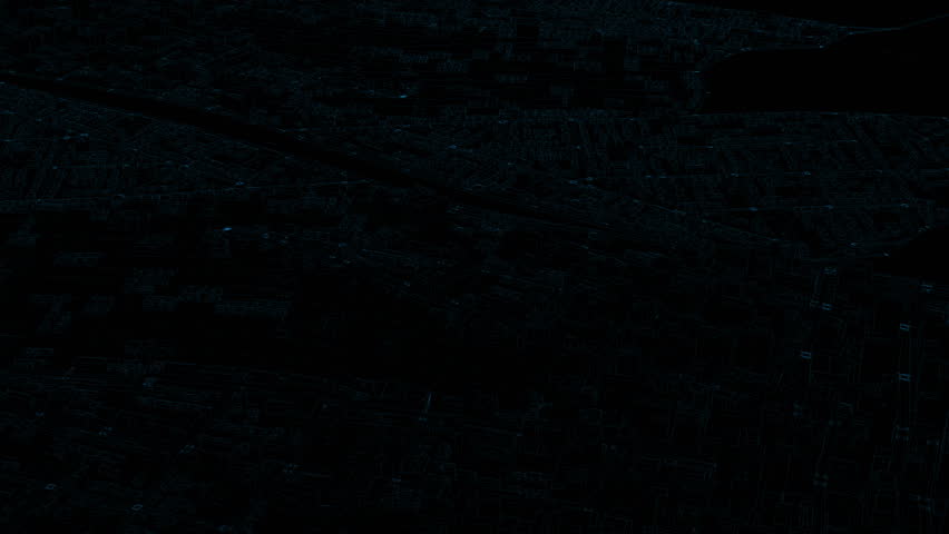 3d render of digital city. Abstract urban background. Wireframe style of visualisation. Loopable sequence.
