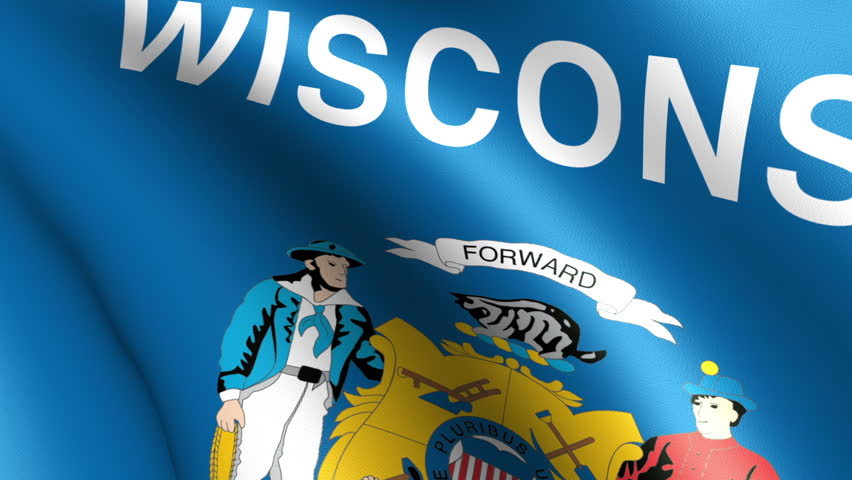 Wisconsin Sate Flag Waving