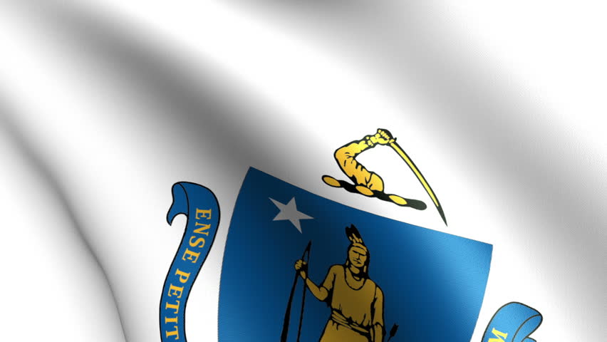 Massachusetts State Flag Waving