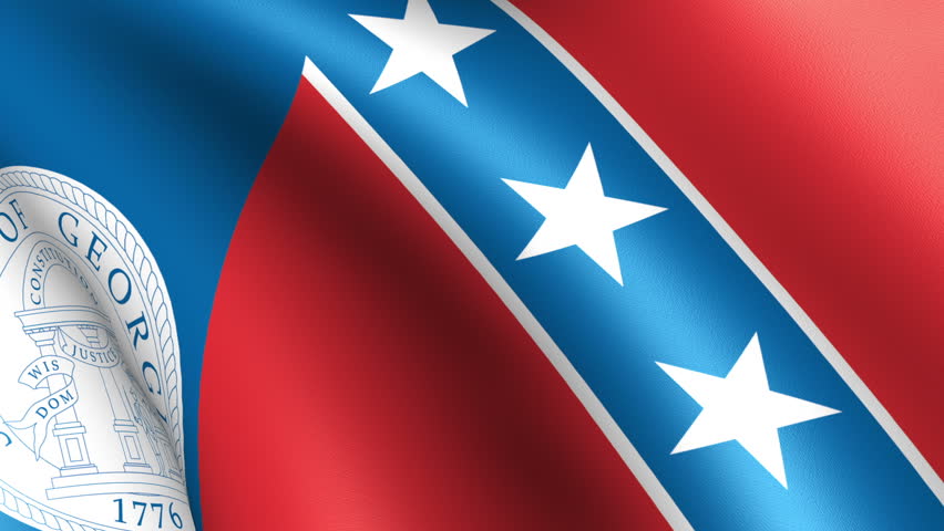 Georgia State Flag Waving