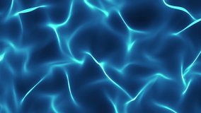 blue abstract waves on black background - smooth shape surface, horizontal movement - seamless loop