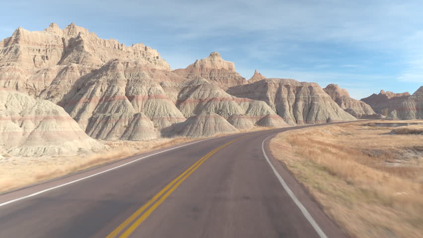 Prairie and Badlands landscape with highway and road image - Free stock ...