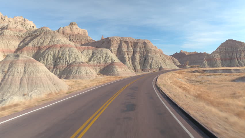 Prairie and Badlands landscape with highway and road image - Free stock ...