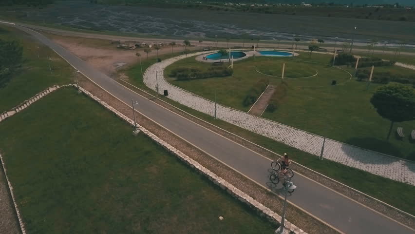 aerial view,park,mountains and lake