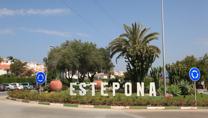 Roundabout in the city of Estepona, Province of Malaga, Andalucia, southern Spain