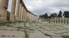 The central square of the city is Oval Square.  Video of a Historical Place. Visit the Ancient Jordanian City of Jarash. the Entrance to Jerash is the City-Museum of Jordan. 

