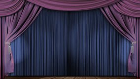 High definition clip of an opening  stage curtain. Animated mask for easy composition added
