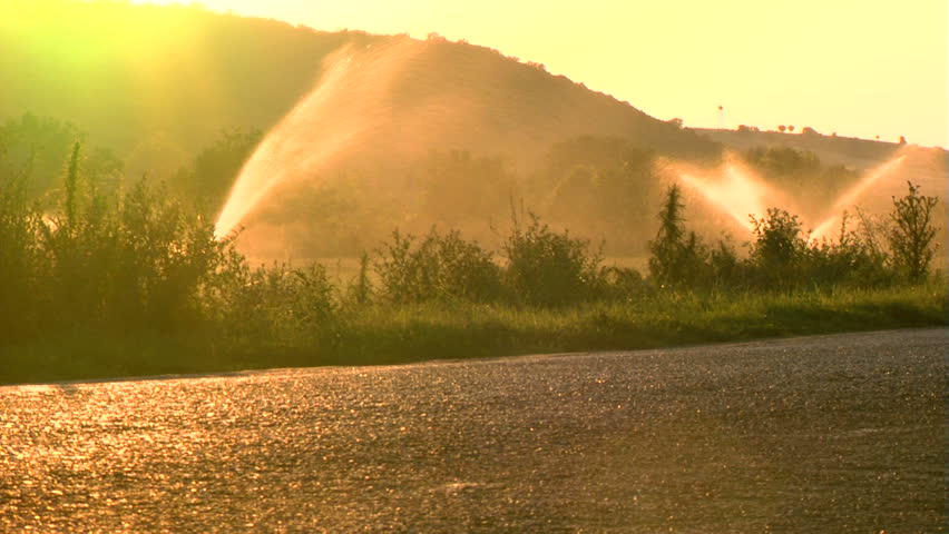 Irrigation in the sunset...