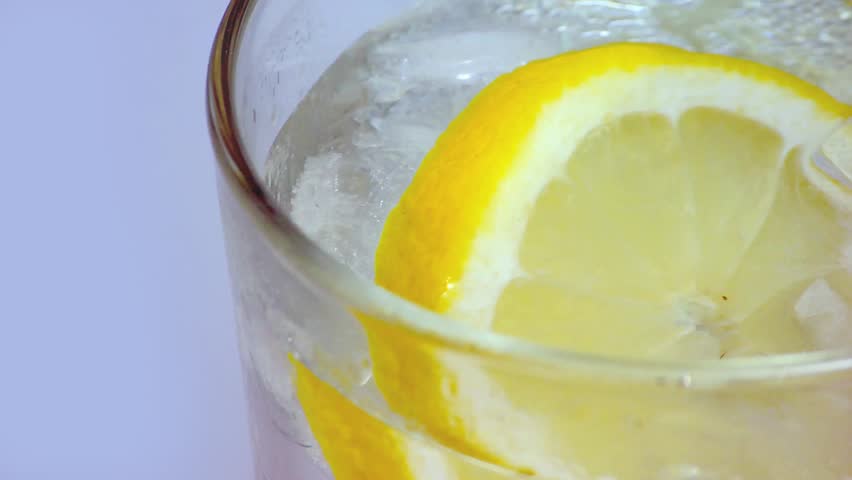 Cool lemon drink with ice.