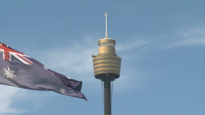 SYDNEY, AUSTRALIA, MAR 22, 2009: Sydney Australia Skyline with Flags and a
