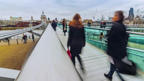 Timelapse video of people walking over Millennium bridge