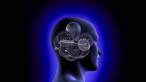 Brain Mechanics
*1080p resolution stock video of gears inside a man's head spinning while the light bulb fully lights up then turns into a brain as camera pans around and into the head