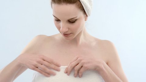 Beautiful young woman caressing her armpit; Full HD Photo JPEG
