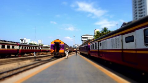 BANGKOK, THAILAND - MARCH, 2017: time lapse of Hua Lampong train station in Bangkok.