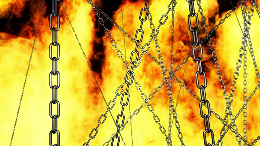 chains hell fire looping animated background Stock Footage Video (100%