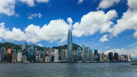 Hong Kong, China - june 08, 2017: Victoria Harbor and Hong Kong Island Skyline