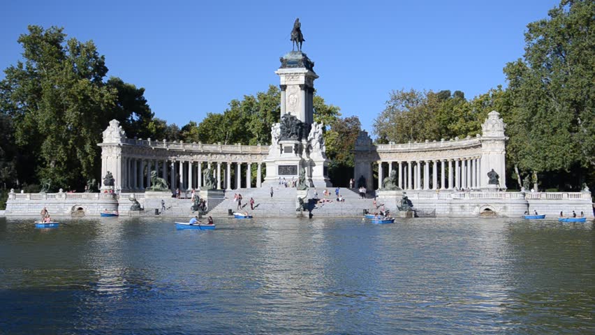 Monument Alfons Xii Retiro Park Madrid Stock Footage Video