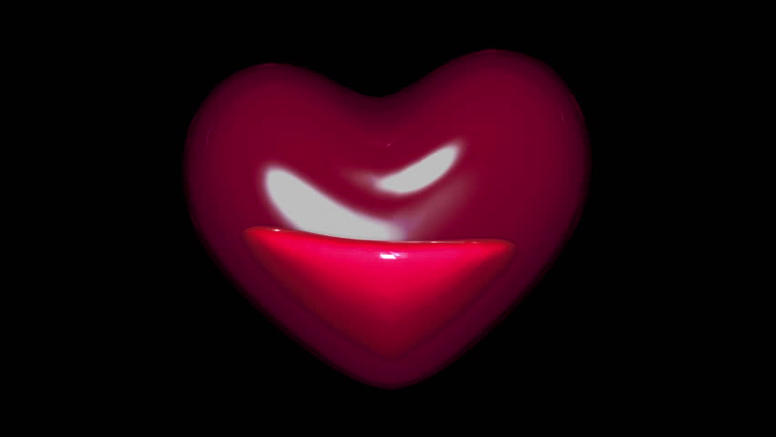 Red Heart rotates with metallic liquid. Loop