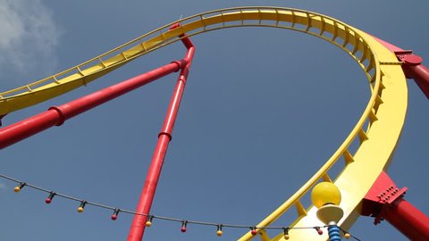 Roller coaster with blue sky
