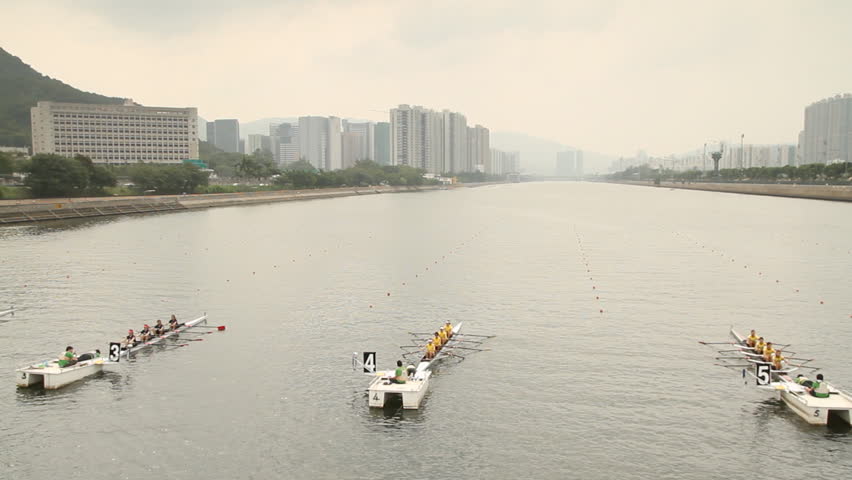 HONG KONG - NOVEMBER 5: Rowing Race on the River, start of a race on November 5,