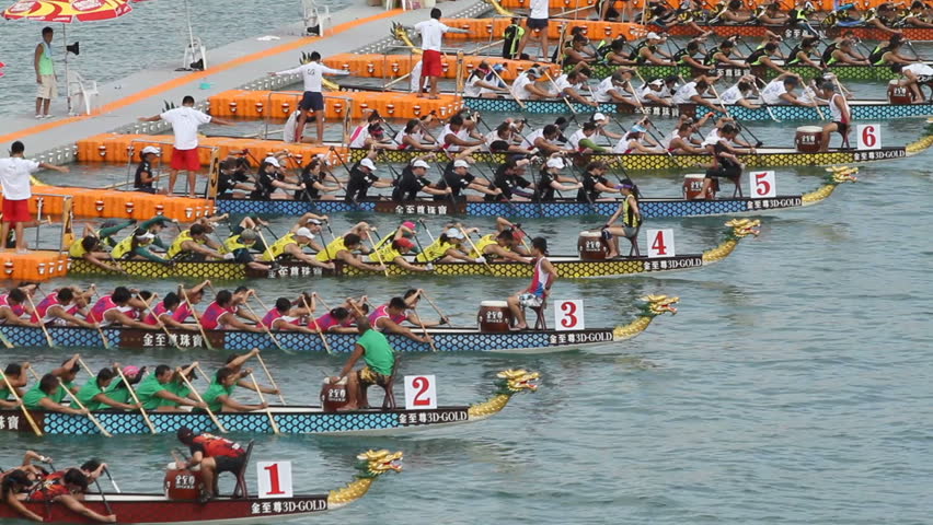 HONG KONG - JUNE 18: Hong Kong International Dragon Boat Races. Dragon Boats At