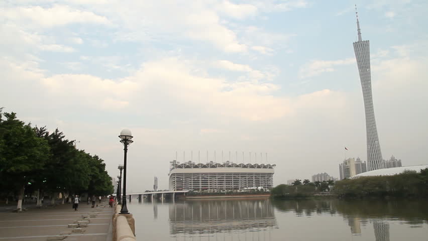 GUANGZHOU - MARCH 28: Guangzhou Pearl River Scene - TV Tower and Haixinsha