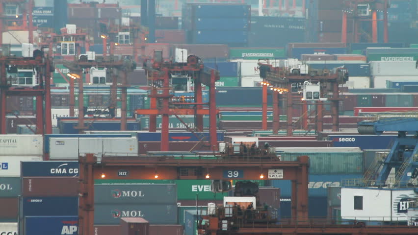 HONG KONG - FEBRUARY 26: Time lapse of Kwai Tsing Container Terminals on