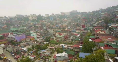 Low Flyover Aerial Drone Footage of Baguio City Philippines 