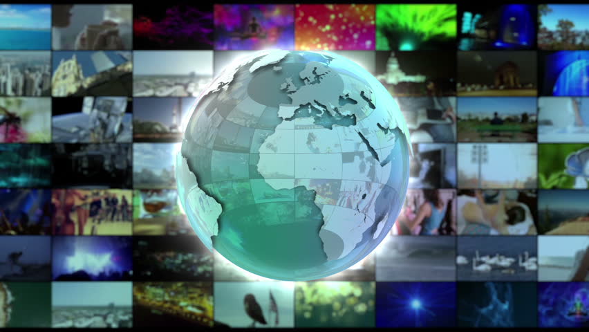 Stylish Shiny Colorful Glass Metal or Metallic Globe Animation Spinning in Front of a moving Wall of Screens Version 2 Seamless Loop Video Backdrop Animated Motion Background Green Turquoise Royalty-Free Stock Footage #27771217