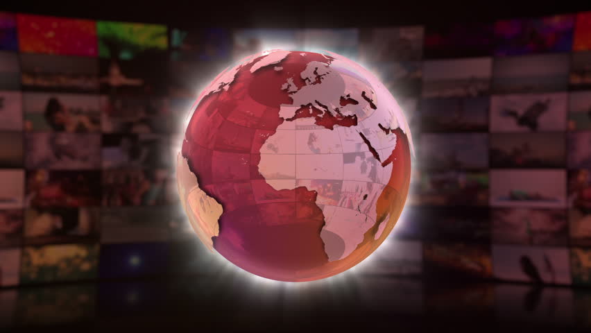 Fake News On Screen 3D Animated Text Graphics Over Spinning Glass Globe News Parody Comedy Funny Broadcast Graphic Title Animation Seamless Looping Motion Background Video Backdrop Red Maroon Royalty-Free Stock Footage #27771370