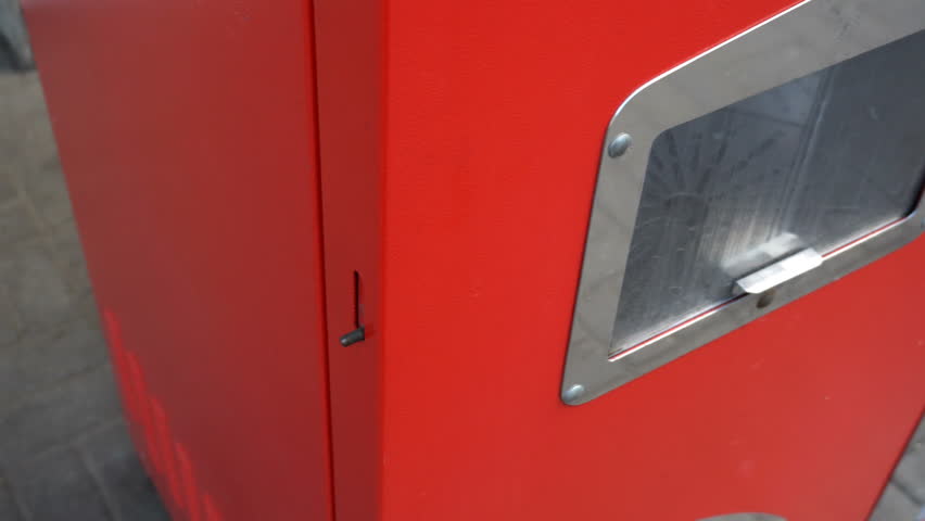 Soviet vintage red vending soda machine.