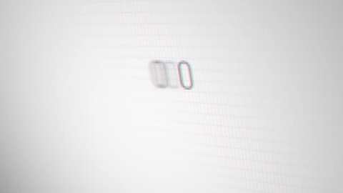 A counter going from 0 to 100 000 on a white screen, with the camera turning around; motion blur and distance blur effects.