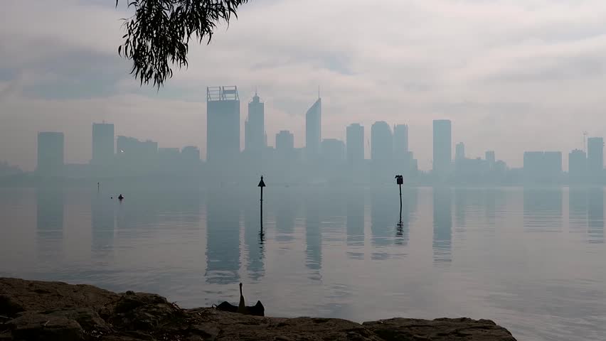 Twilight timelapse over Perth City and the Swan River, Western Australia, Australia. June 1st, 2017.