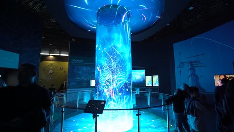 ASTANA, Kazakhstan - June 10, 2017: Malaysian Expo pavilion with futuristic screen with future energy concept