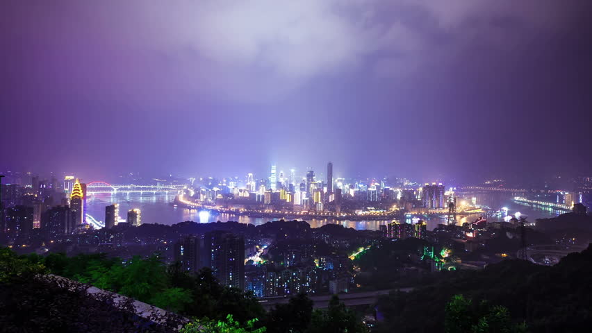 night scene of modern city - chongqing ,time lapse
