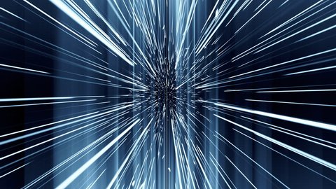 silhouette of a human figure moving in the space through the teleport, hyperspace jump 4K abstract video animation
